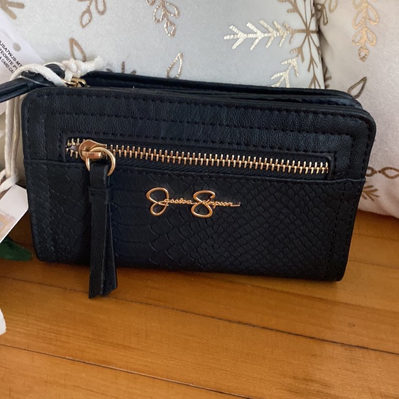 Jessica Simpson Faux Snakeskin Wallet & Card Case, Black - Picture 5 of 16